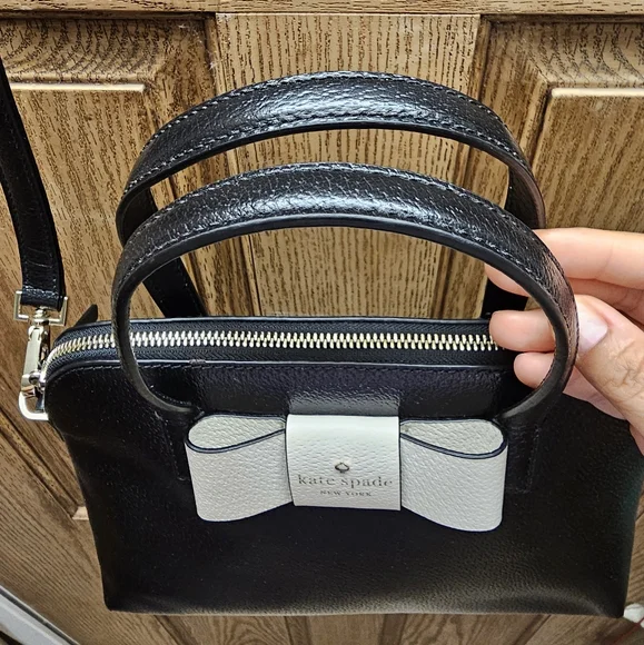 Kate Spade Matthew's Street Maise Black & White Bow Handbag Sachel NWOT Sold out - Picture 8 of 16